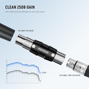 NEEWER PP04 Microphone Preamp Only for Dynamic Mic, 3-Pin XLR Preamplifier Accessories with 25dB Gain & for Clean, Pure, High Fidelity, Low Impedance Audio Output, Needs 48V Phantom Power