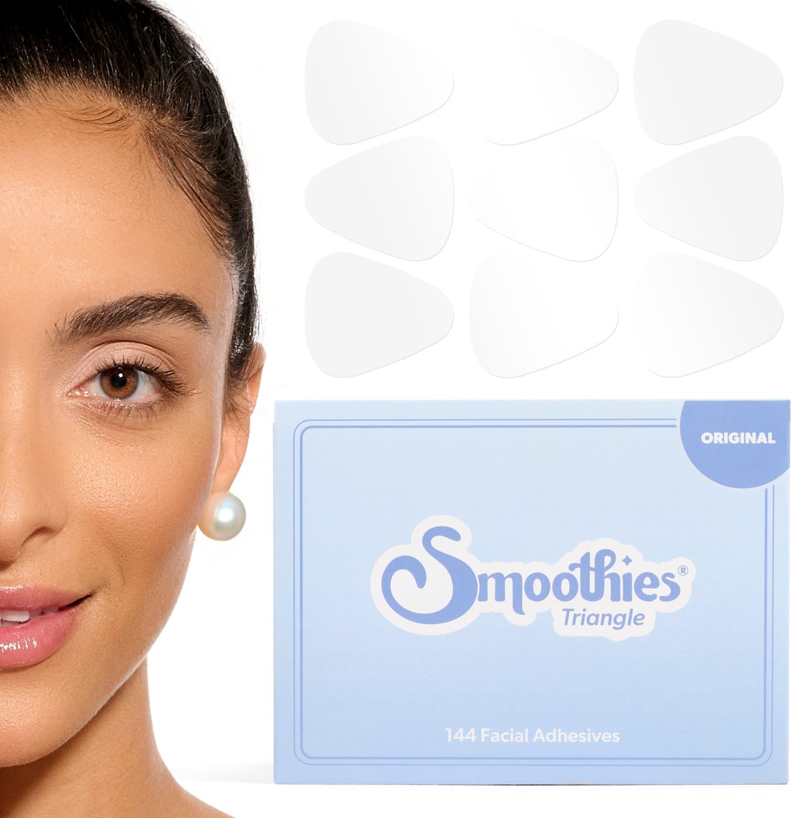 Triangle Wrinkle Patches for Face Overnight - Facial Patches for Elevens, Crows Feet and more, 144 Facial Adhesives per Box - Face Tape, Made in the USA