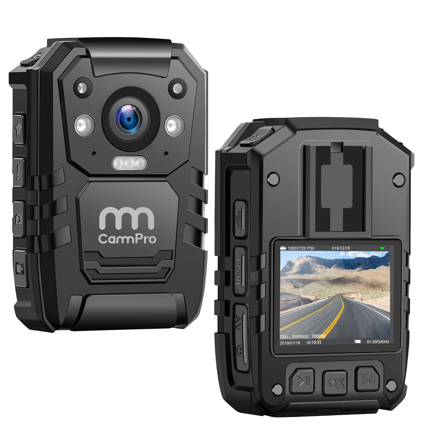 CammPro 1440P 2K Police Body Camera,128G Memory,Waterproof,Premium Portable Body Worn Camera with Audio Recording Wearable,Night Vision,GPS for Law Enforcement