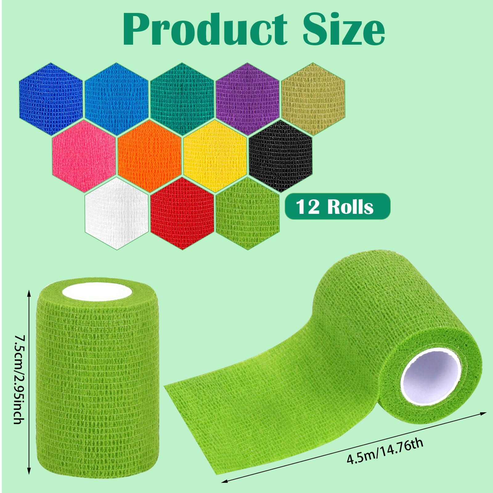 Bende Elastiche Autoadesive - 12 Pezzi Per Dita, Caviglie E Ginocchia | Fasce Coesive 5x4.5 Cm - Foto 3