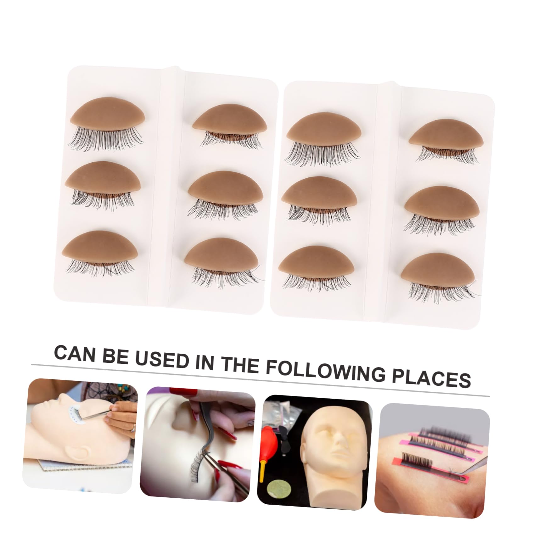 PartyKindom Eyelash Kit 6 Pairs Removable Eyelids Practice Lashing on Makeup Training Head
