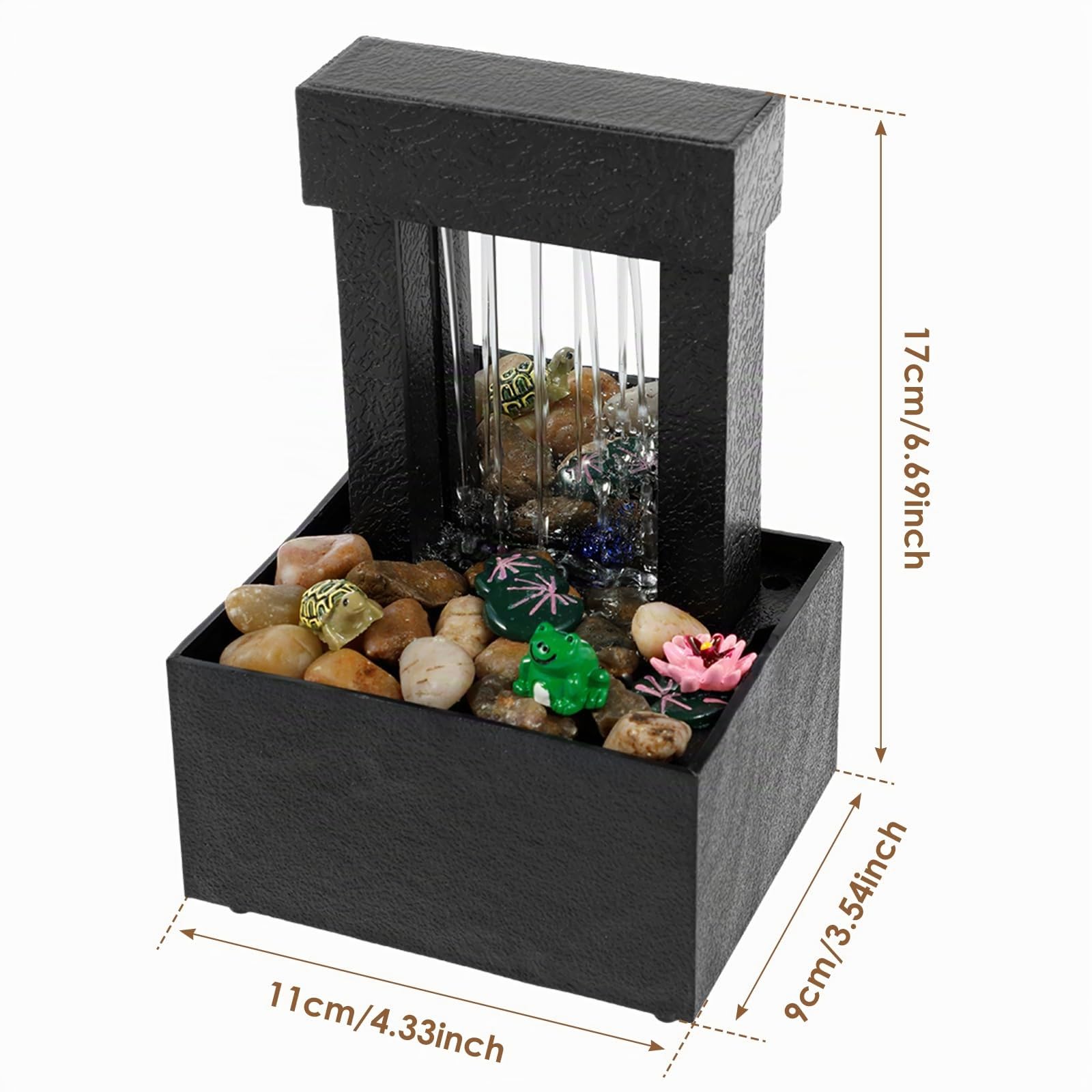 Fontaine de table, Mini fontaine à eau d'intérieur avec lumière fonctionnant sur pile/USB, Ornements d'eau courante créatifs décoration de bureau, Fontaine ornementale de relaxation sonore pour table