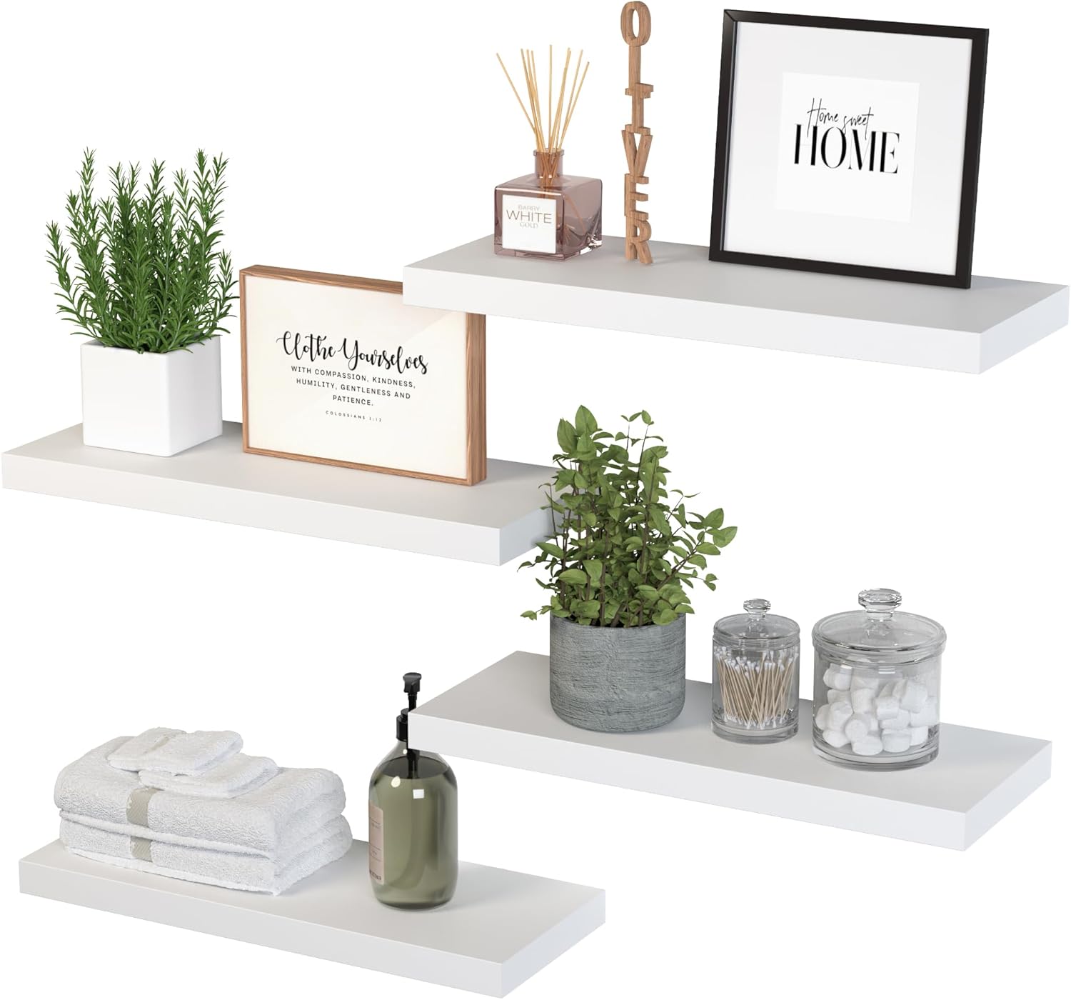 Amazon.com: DOLLFIO Floating Shelves, 4 Sets Wall Shelves, Floating ...