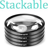 Vista 7 de Juego de filtros de primer plano de 1.457 in (+1, +2, +4 y +10 dioptrías) para Canon HF W10, HF W11, Olympus Pen E-PL10, OM-D E-M10 Mark IV