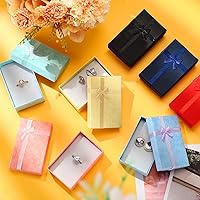 Vista 6 de Batiyeer Juego de cajas de regalo de joyería, cajas de cartón de regalo pequeñas vacías para embalaje de joyas con lazo de cinta para aniversarios