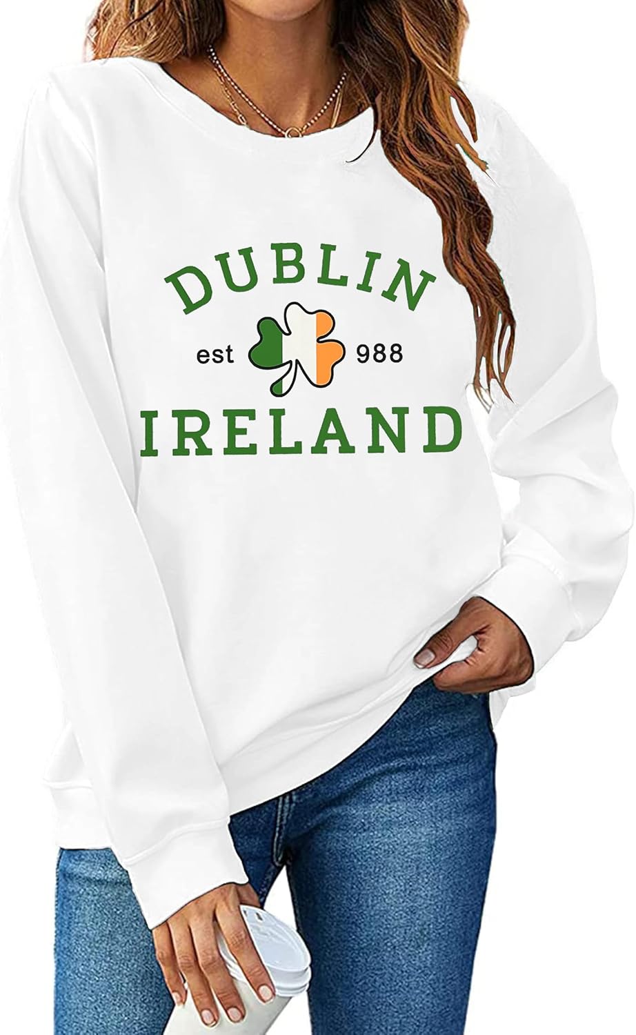 St. Patrick's Day Sweatshirt Women Lucky Shamrock Long Sleeve Shirt Dublin Ireland Pullover Tops