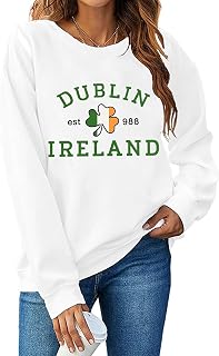 St. Patrick's Day Sweatshirt Women Lucky Shamrock Long Sleeve Shirt Dublin Ireland Pullover Tops