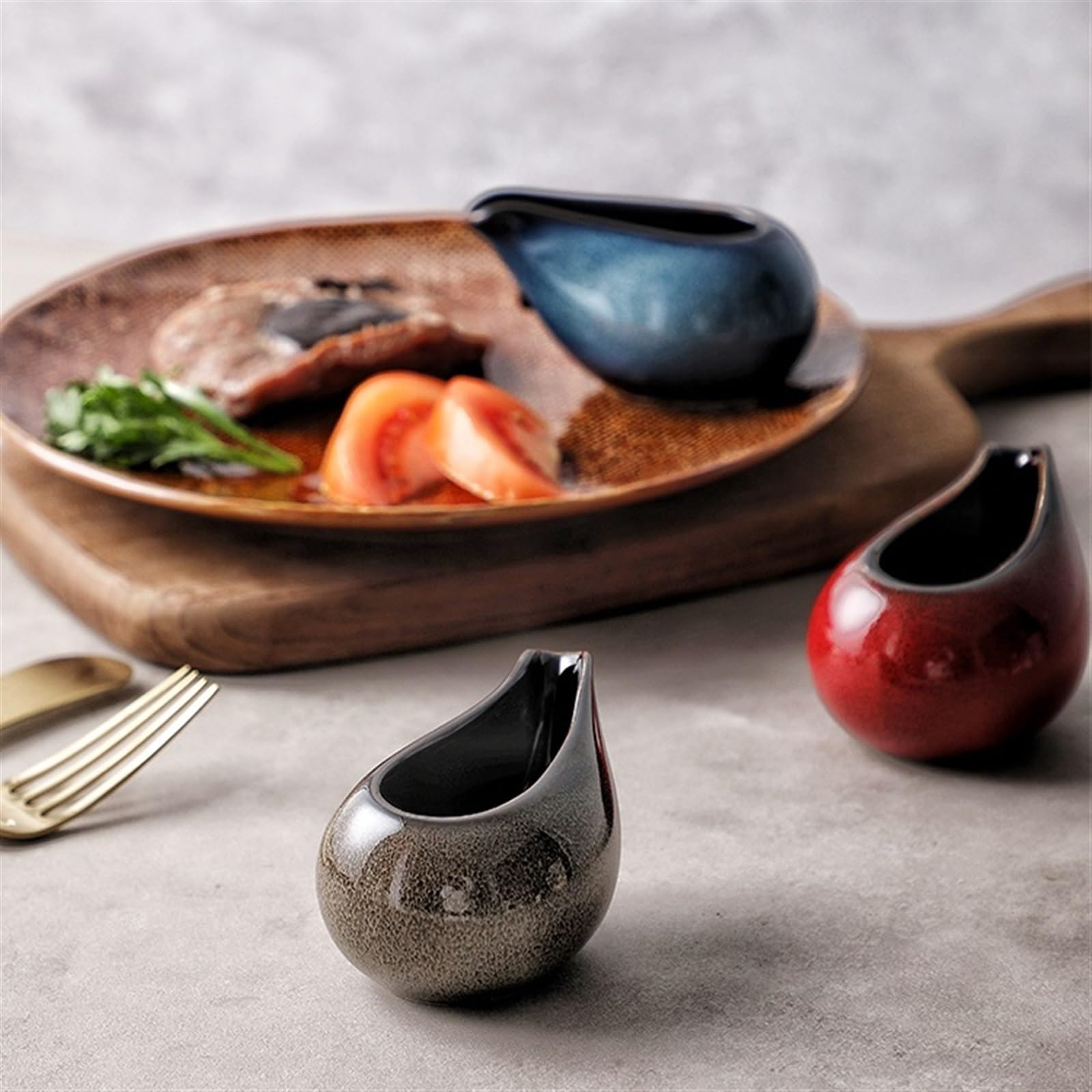 Saucièren mini miski na sosy, 3,4 uncji, ceramiczne, szklane, do mleka, dzbanek, kreatywna kawa, małe mleko, do gospodarstwa domowego, małe sosjerki do mleka, sosów (niebieskie)