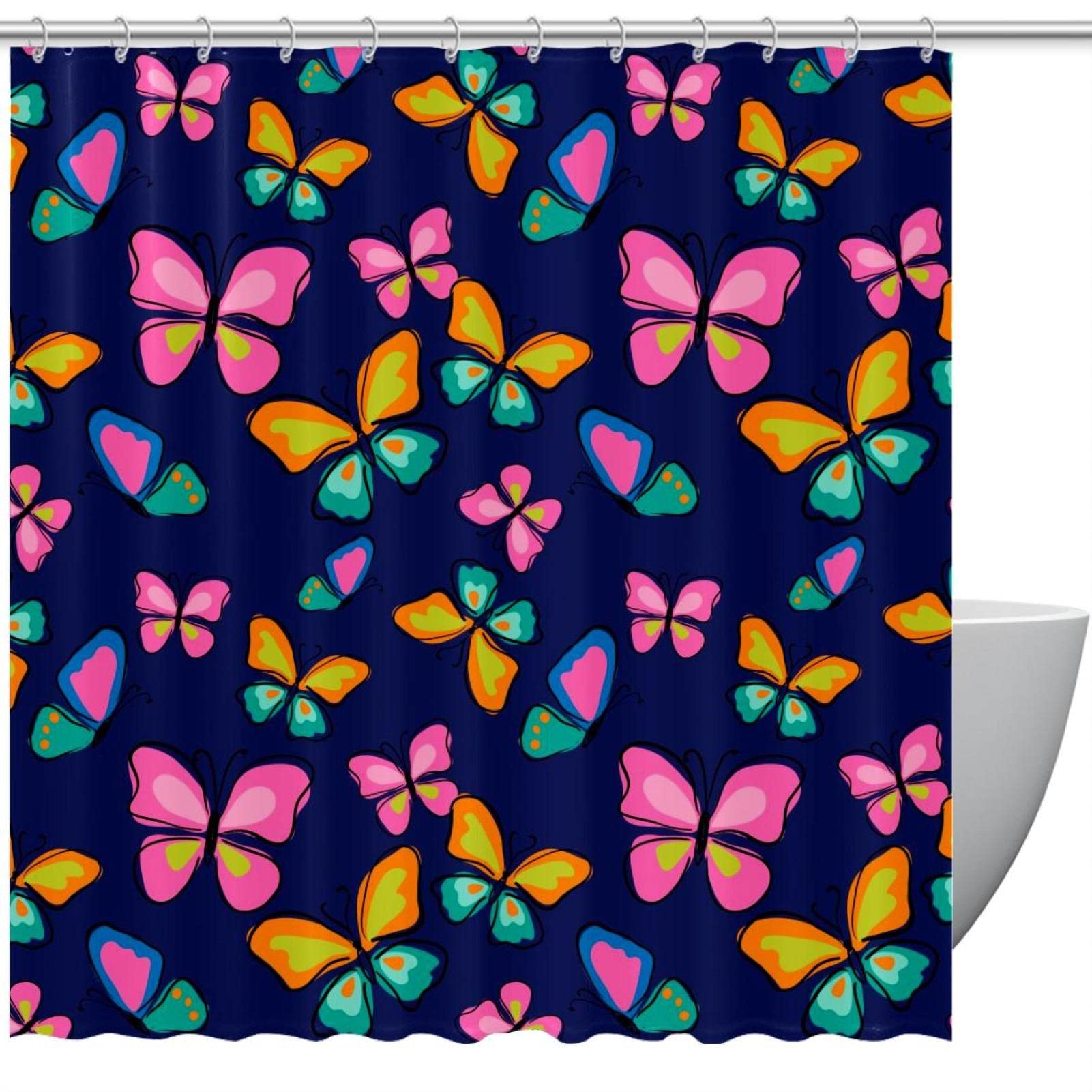 Rideau de douche papillon abstrait pour transformer votre bain en spa