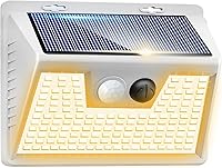 Vista 42 de Peasur Luces solares impermeables para exteriores, paquete de 4 140 luces LED con sensor de movimiento, 3 modos de luces de seguridad alimentadas