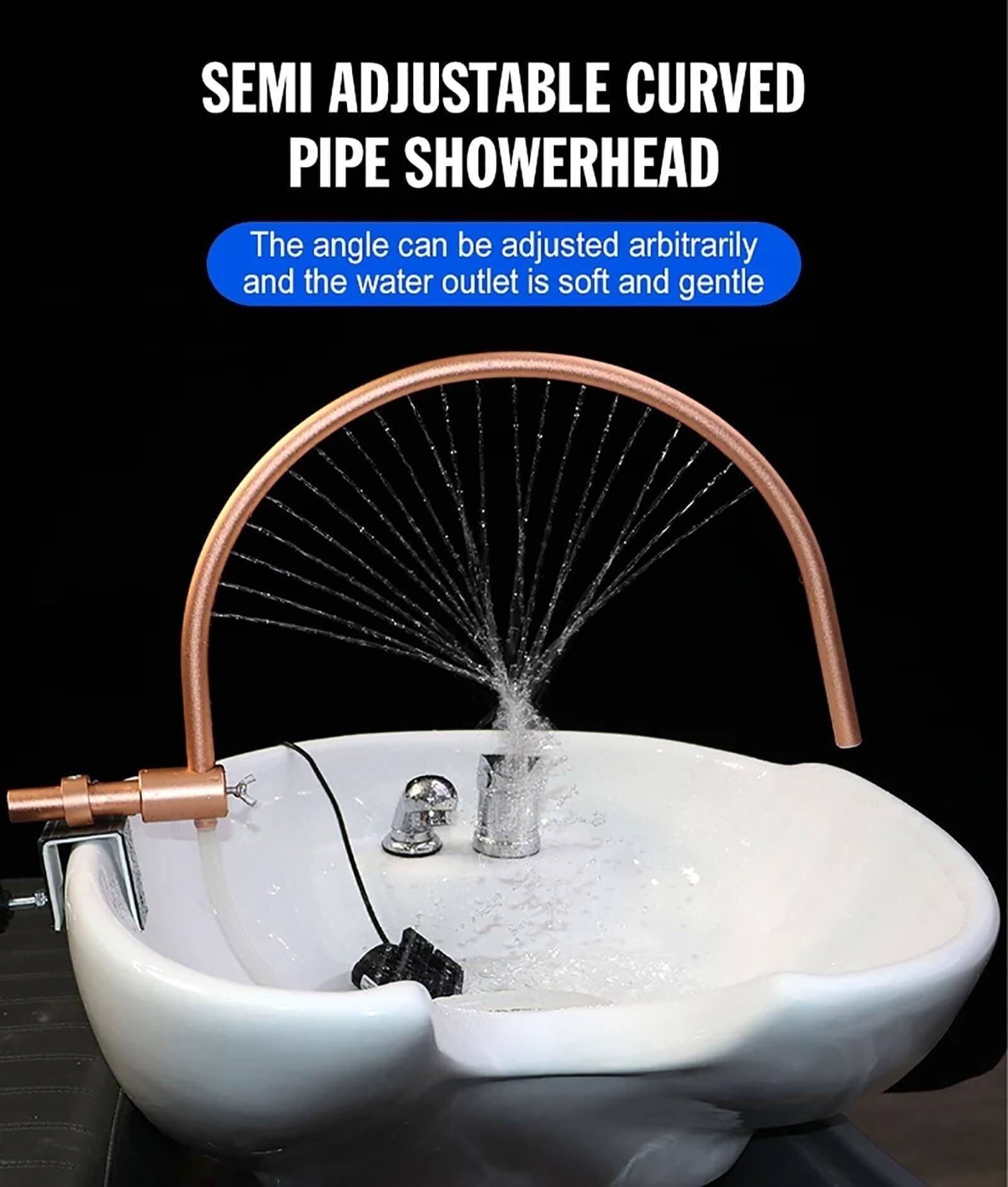 Estante de circulación de agua for peluquería, accesorios for cama de champú for tratamiento de cabeza, diseño de arco de 180 grados, 21 orificios de salida de agua, marco de circulación de agua con b