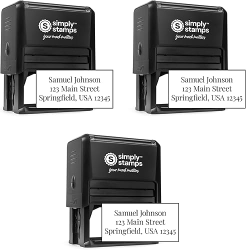 Miniatura 26 de Sello de dirección personalizado, 20 opciones de fuente, sello de dirección autoentintado de 3 líneas, hasta 3 líneas de texto personalizado