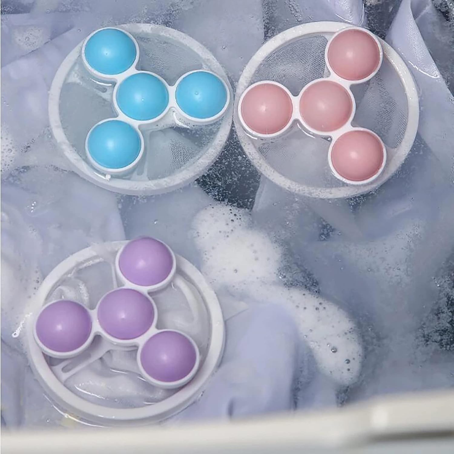 Lint Catcher Pet Hair Remover for Laundry || Washing Machine Floating Lint Mesh Bag, Reusable Household Hair Filter Washer Lint dust Trap Net Pouch, Random Color, 4 Pcs-image-16