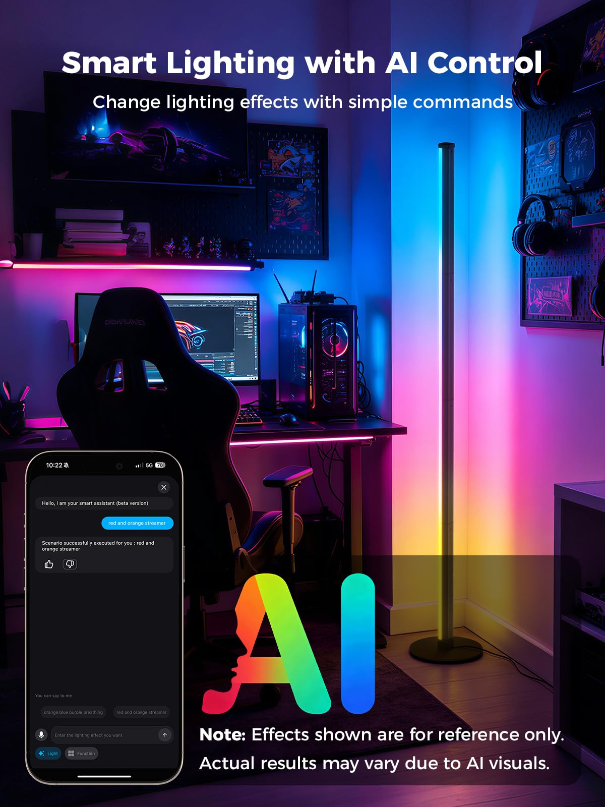 Smiling Shark LED Stehlampe Wohnzimmer, Smart Modern RGBIC Standleuchte mit Fernbedienung und APP 16 Millionen Farben Dimmbar Stehlampe mit Musik Sync und Timer für Schlafzimmer Gaming-Zimmer