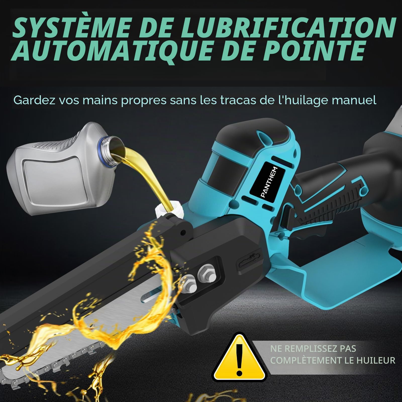 Mini Tronçonneuse à Batterie 8000mAh, 2-In-1 Scie électrique Télescopique 6 Pouces pour élagage avec Batterie et Chargeur, Perches Élagueuses Tête du Moteur Orientable, Tige d'extension Jusqu'à 2,6 m
