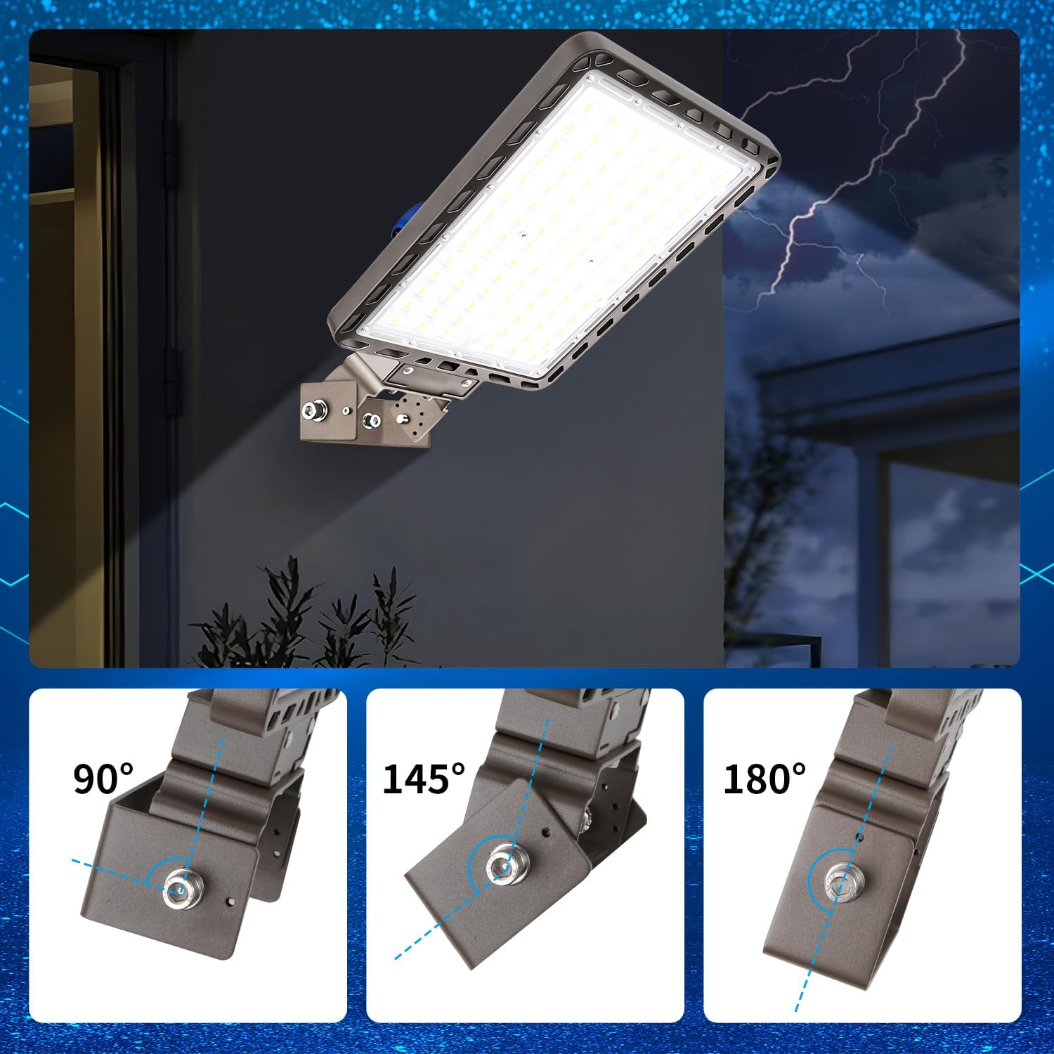 Juyace 240W LED Parking Lot Light with Photocell, 36000LM 5000K, IP65 Dusk to Dawn Outdoor Security Flood Light with Trunnion Bracket, 110-277V Commercial Area Light for Warehouse Street Yard