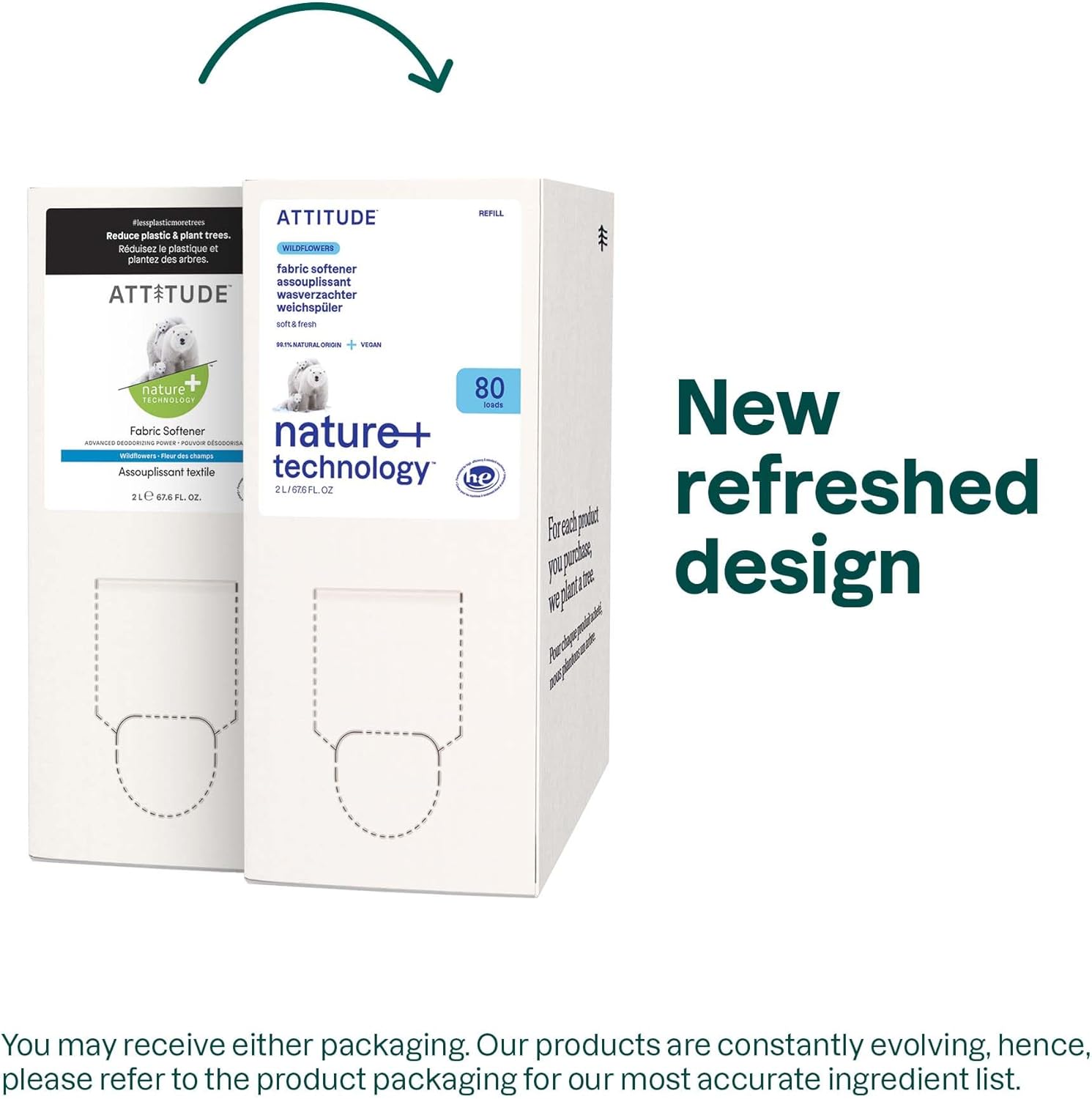 ATTITUDE Liquid Fabric Softener Refill, Plant-Based & Vegan, HE Compatible, Naturally Derived, Wildflowers Scent, 80 Loads, 67.6 Fl Oz - Image 2