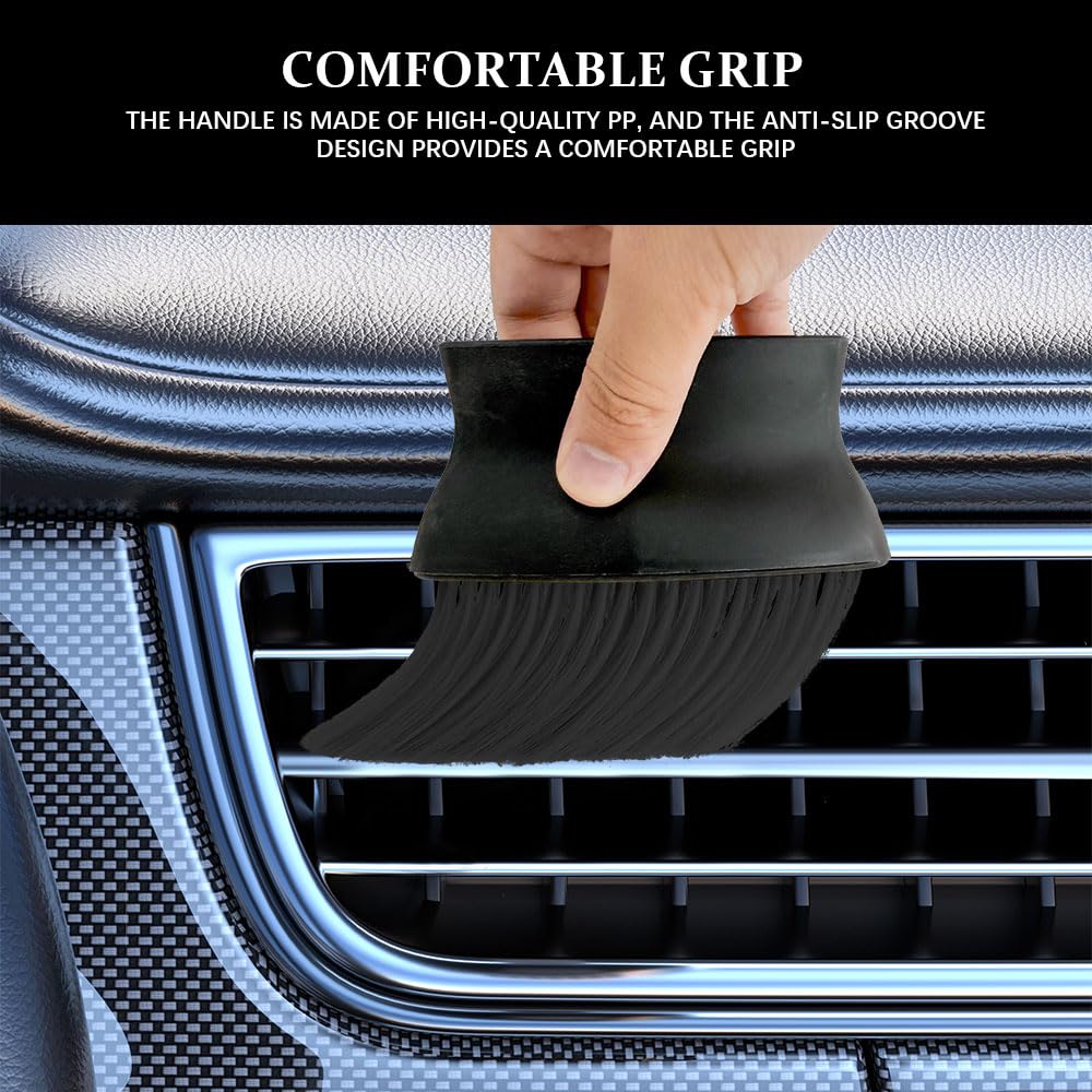 Auto Interior Dust Brush, Car Cleaning Brush, Soft Bristles Detailing Dusting Tool, Car Cleaning Hand Broom Universal for Automotive Dashboard, Air Conditioner Vents, Computer (Black)