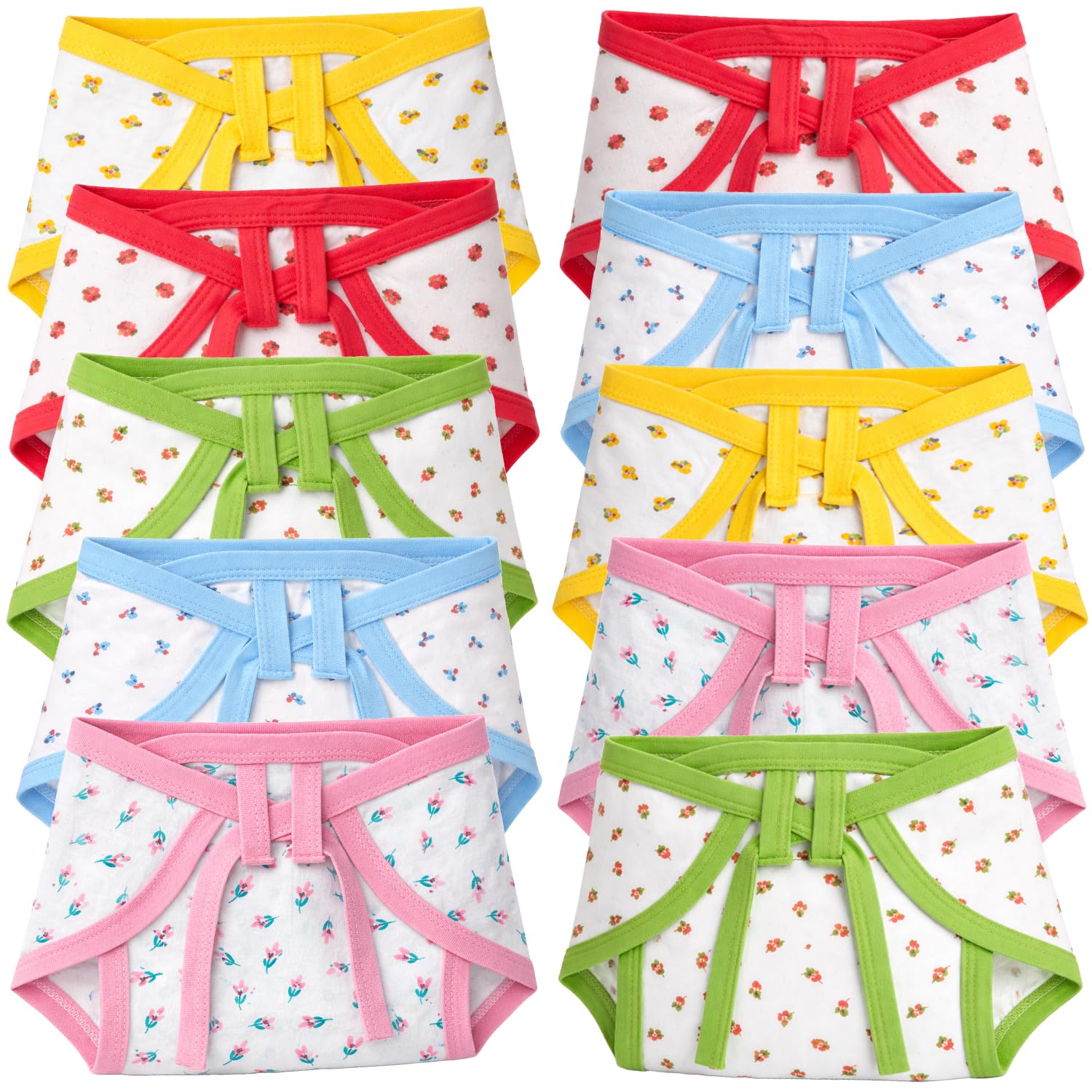 DON CARE Cotton Nappies for Newborn Baby 0-6 Months Soft Washable Reusable U-Shaped Langots Cloth Diapers for Babies Unisex Pack of 10-picture-24