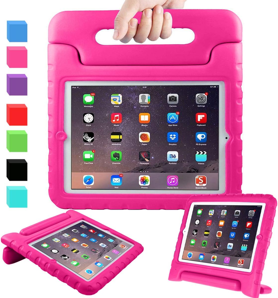 AVAWO Kids Case for 9.7" iPad 2 3 4 (Old Model) - Light Weight Shock Proof Convertible Handle Stand Kids Friendly for iPad 2, iPad 3rd Generation, iPad 4th Generation Tablet - Magenta/Rose