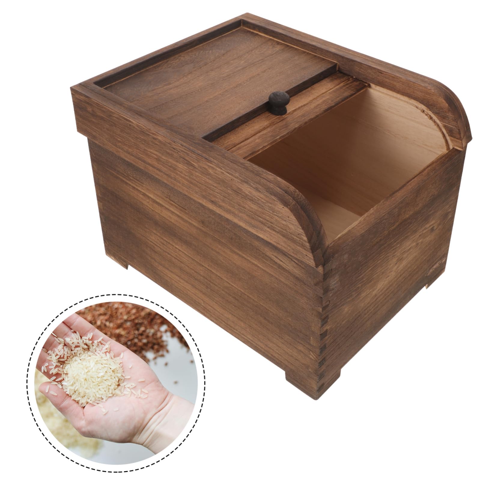 IMIKEYA Conteneur de Stockage de Riz en Bois 5kg Couleur Café