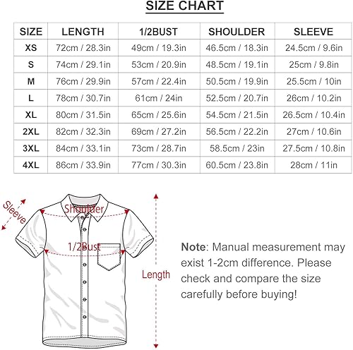 Miniatura 6 de Border Collies - Camisa hawaiana para hombre, casual, con botones, manga corta, con bolsillo