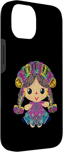 Vista 6 de iPhone 13 Pro Max muñeca mexicana, maria, mazahua arte huichol, lele, estuche