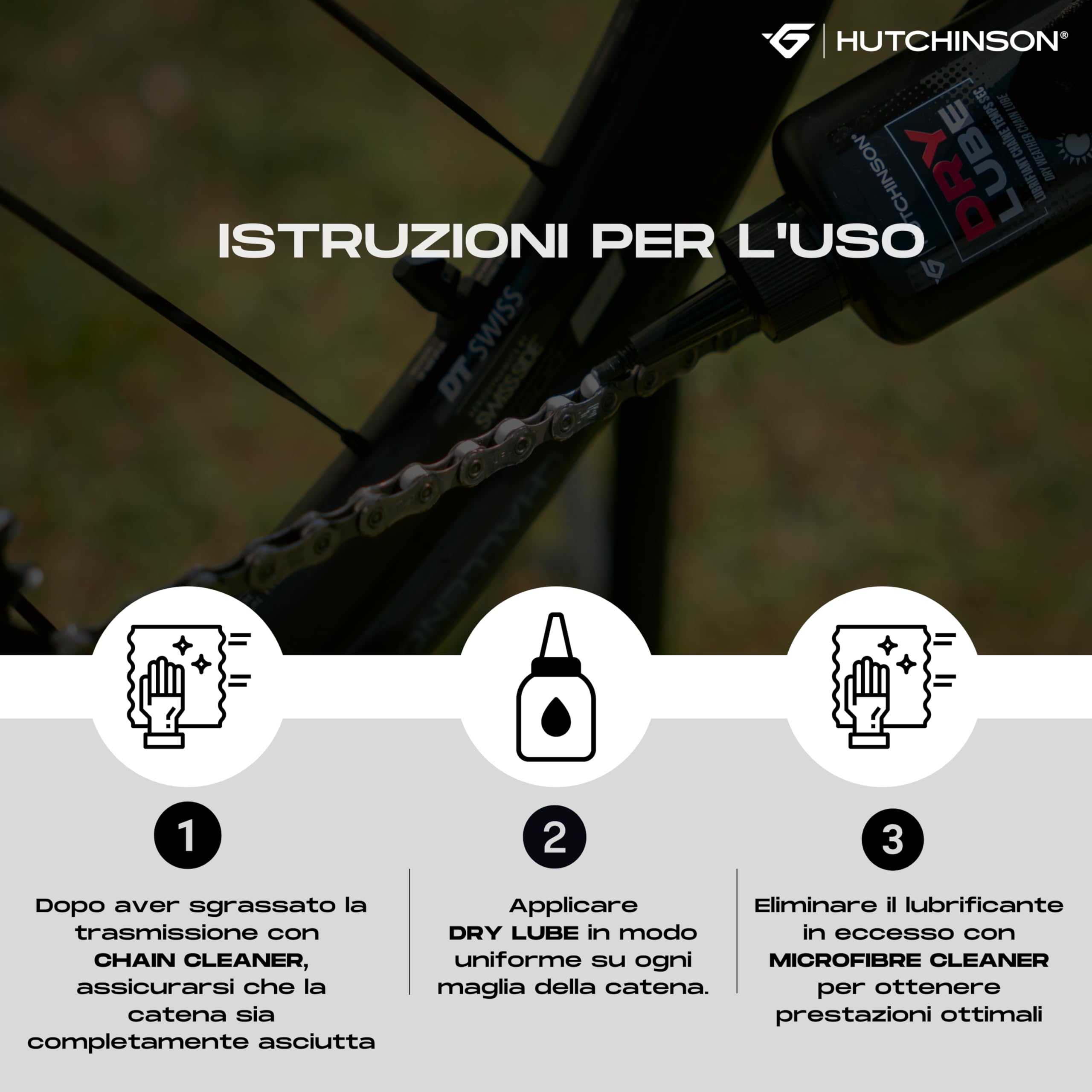 HUTCHINSON – DRY LUBE 125ml – Lubrificante Catena per Clima Secco | Formula a Base di Cera Made in France | Riduce Usura e Attrito | Prestazioni Elevate