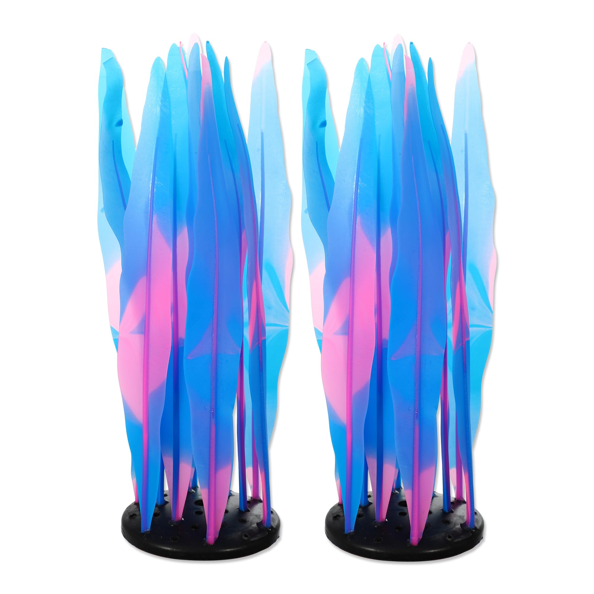 Aquarium Glowing Kelp Plant, Soft Silicone, Fluorescence Coral Decor, Blue, 2pcs