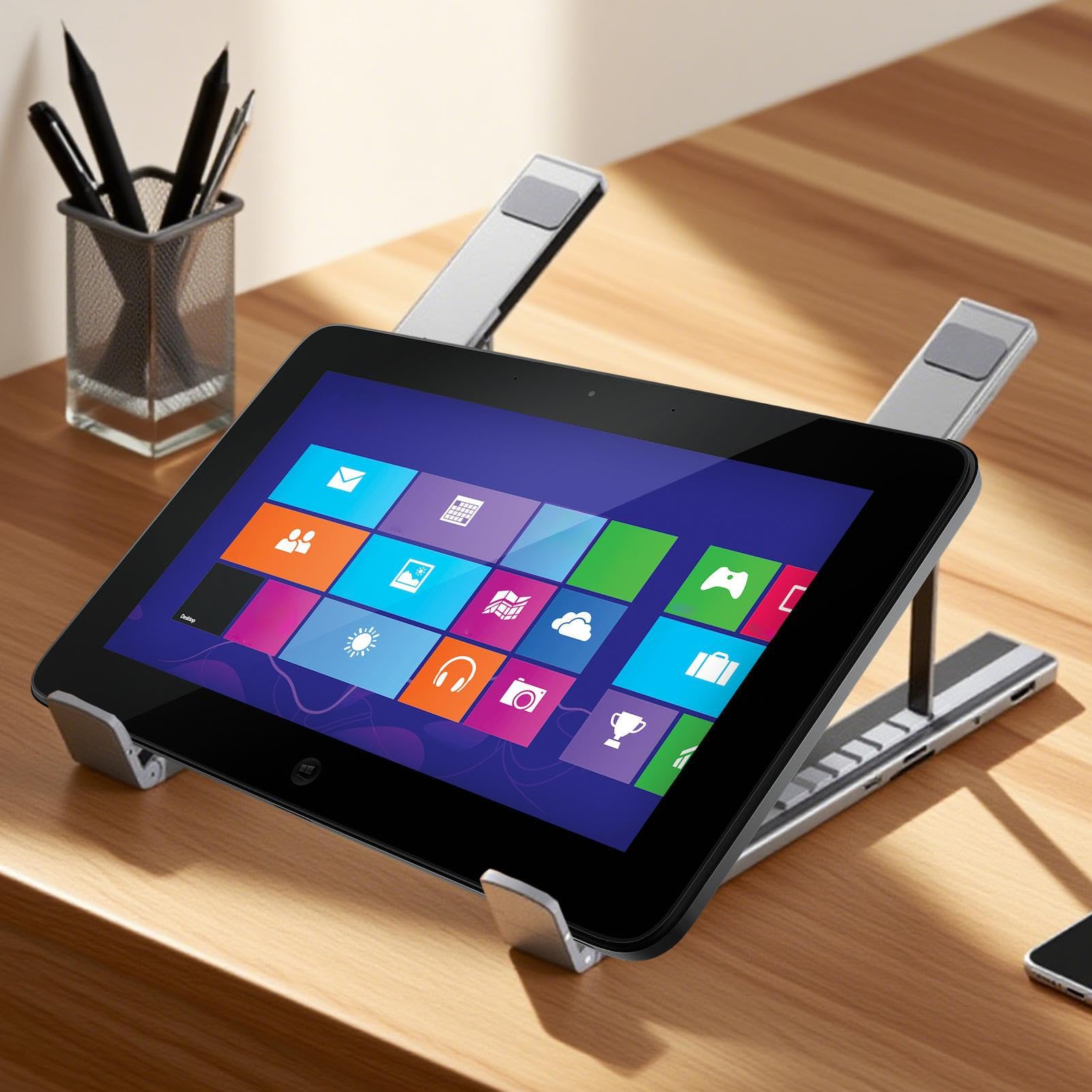 Base Di Docking Per Portatile Hub 8 in 1 per Tablet con Base Ventilata di | Alzaschermo Portatile Per Ufficio Domestico Lavoro Viaggio Scrivania Tavolo Business E Notebook