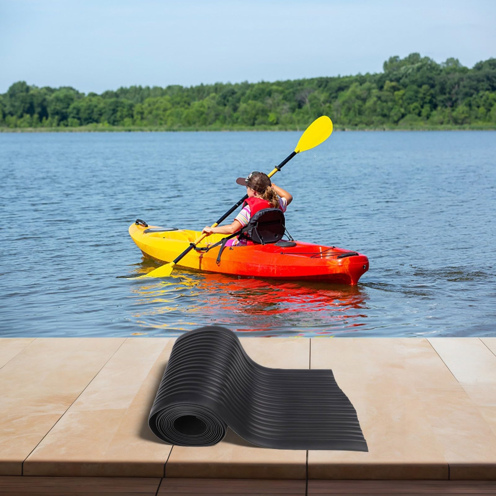 Bande de protection en caoutchouc pour bateaux gonflables et kayaks - Résistant à l'usure - 5 m x 0,2 m - Compatible avec les applications de réparation de bateaux gonflables