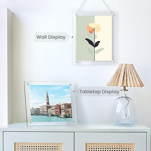 Miniatura 9 de NIUBEE Marco de fotos acrílico transparente de 3.5 x 5, pantalla de fotos de plexiglás biselada sin marco con separador