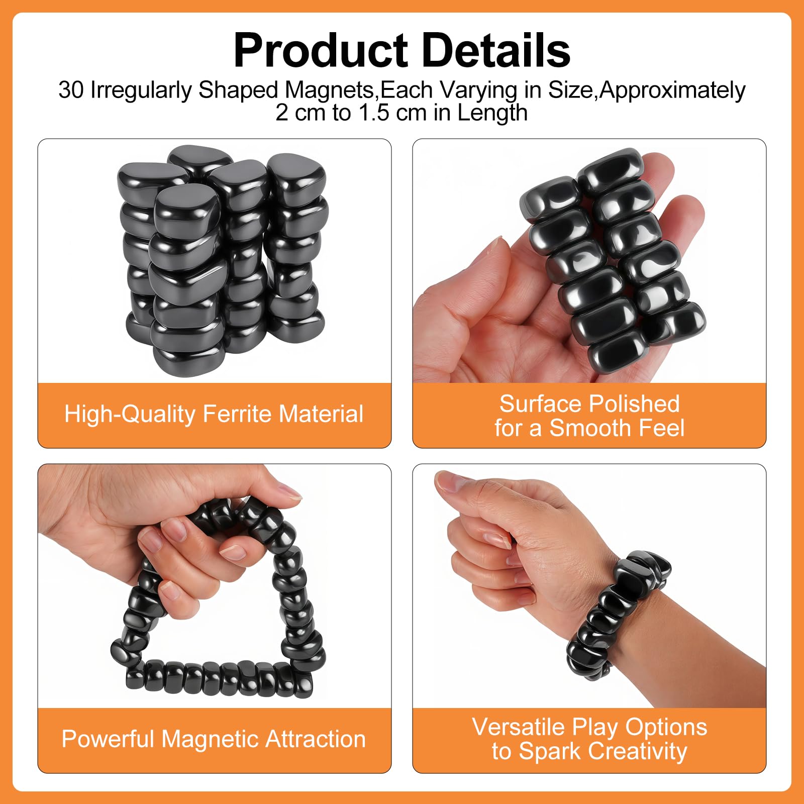 30 sztuk kamieni magnetycznych z hematytu, czarne, nieregularne magnesy, na spotkania rodzinne, kemping, do