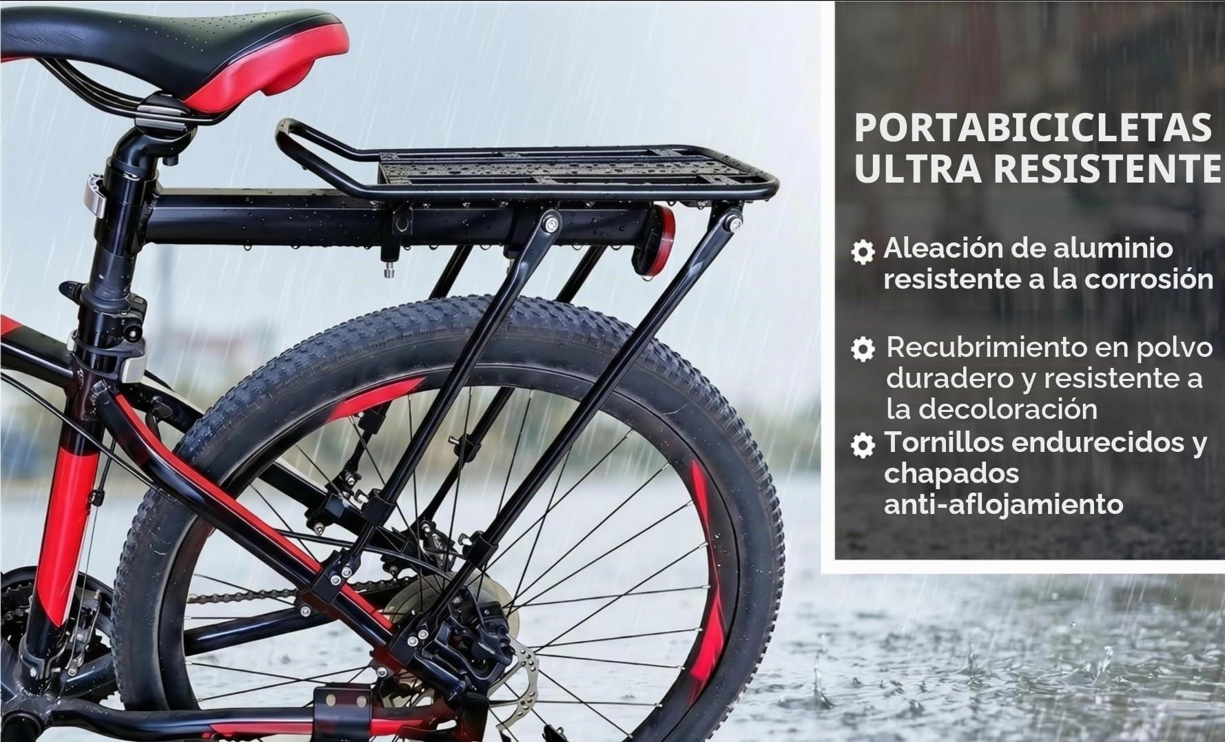 COMINGFIT® Capacidad de 80 kg, portabicicletas Ajustable Portaequipajes-Estante Súper Fuerte Mejora Estante para Bicicletas 4-Strong-Leg Bicycle Carrier