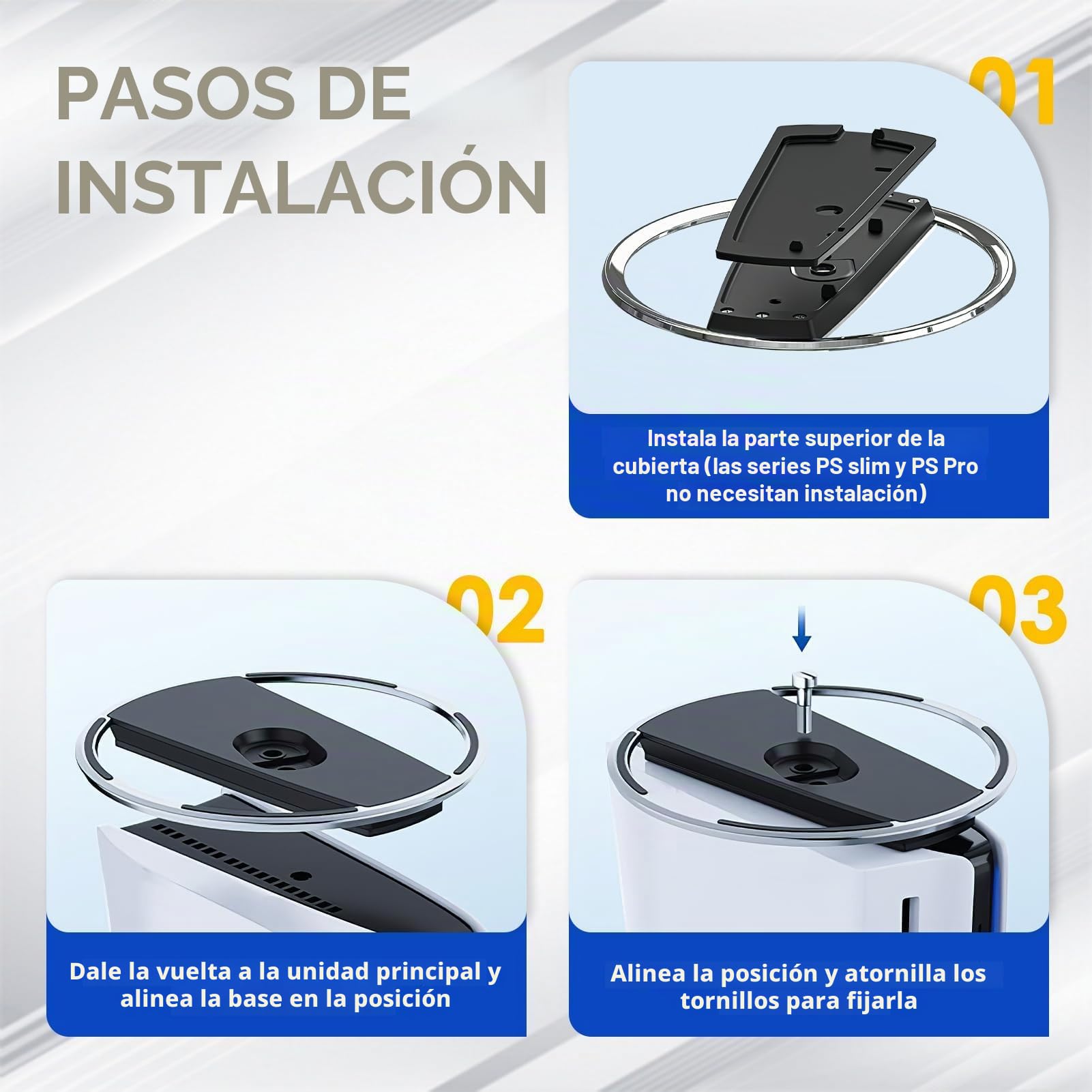 Soporte vertical compatible con PS5 Slim, soporte vertical de acero inoxidable ABS, accesorios para consolas de juegos, proporciona estabilidad y disipación de calor, base ultrafina para