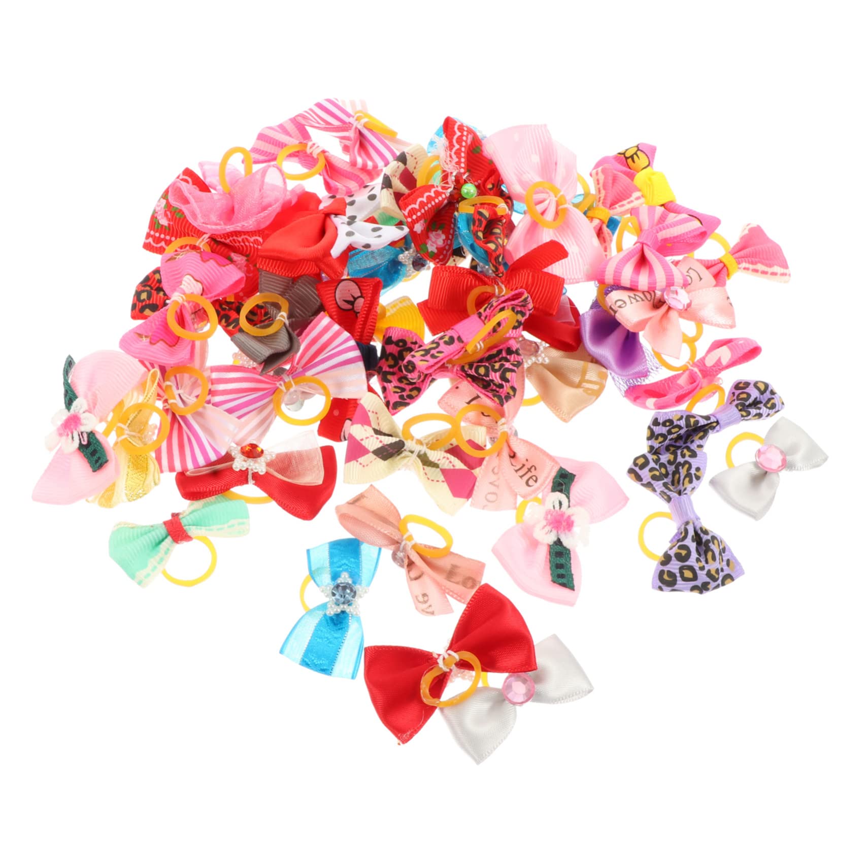 BESPORTBLE 50pcs Decorative Dog Bow Adorable Pet Tie Cloth Pet Accessory for Dress up Small Pets Random Color