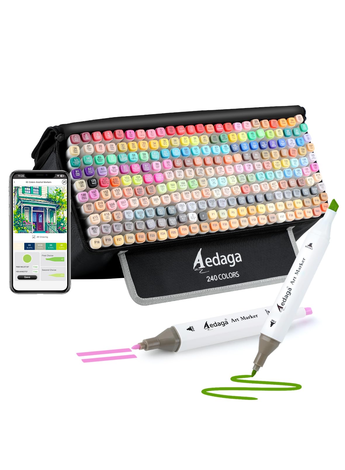Amazon | AEDAGA (アイダガ) 240色 アルコールマーカー 無料アプリ付き