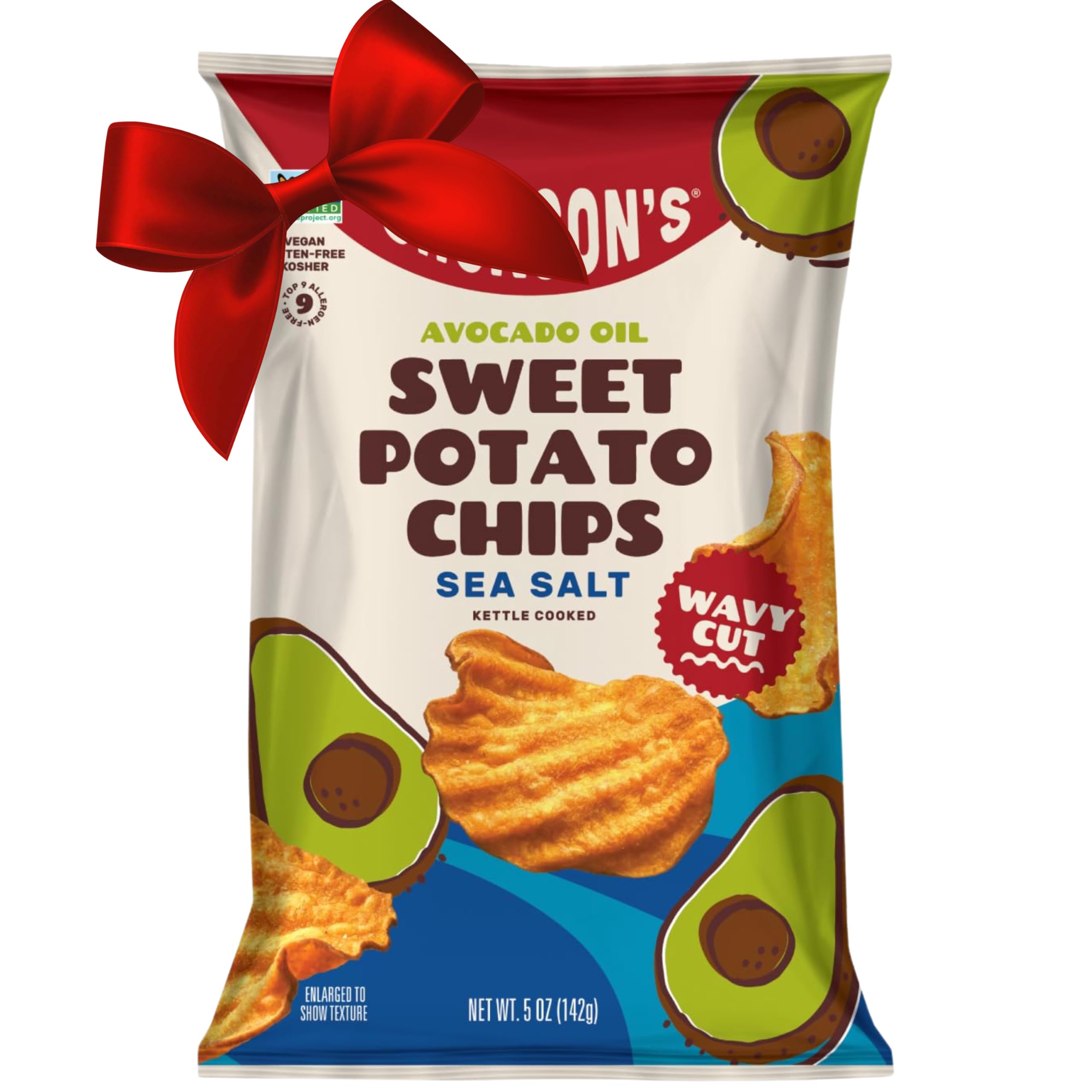 Jackson’s Wavy Sweet Potato Kettle Chips - with Sea Salt made with Premium Avocado Oil (7oz, Pack of 6) - Allergen-friendly, Gluten Free, Peanut Free, Vegan, Paleo Friendly - Shark Tank Product