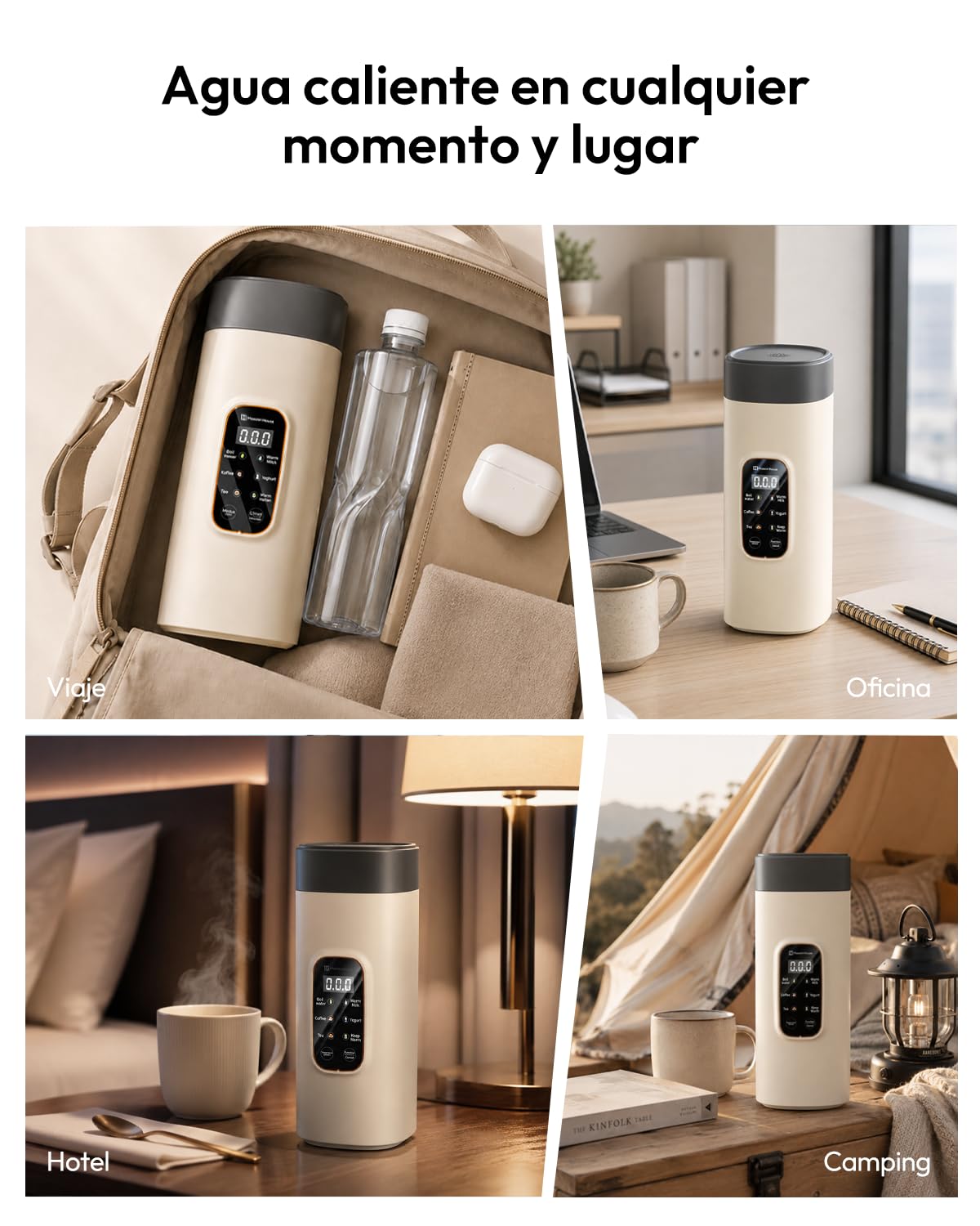 Maestri House Hervidor Eléctrico Portátil 550 ml, 6 Niveles de Temperatura, 400 W de Calentamiento Rápido, Acero Inoxidable 304, Antifugas, Ideal para Viajes, Hoteles, Oficina, Té y Café.