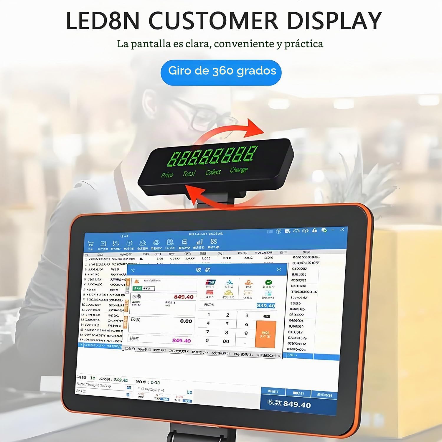Pantalla táctil de 15,6 pulgadas, caja registradora, teclado, impresora integrada de 58 mm, ordenador TPV, punto de venta para fábricas, caja registradora para empresas y negocios White-SingleScreen
