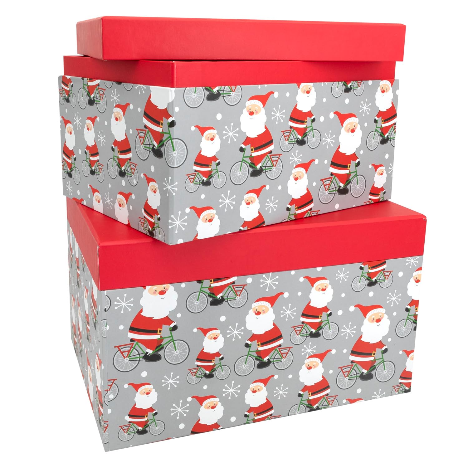 Idena 30350 – Gift Boxes Santa Claus on Bicycle, Pack of 2, Gift Boxes, Gift Wrapping Christmas