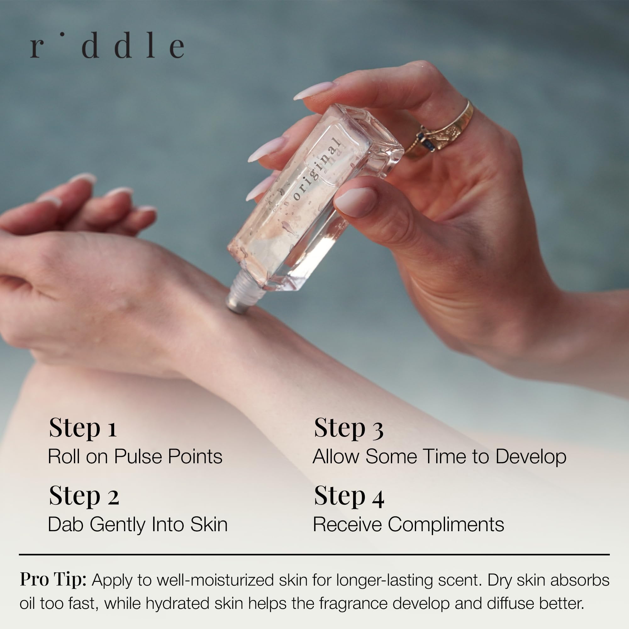 Riddle Original Roll On Pheromone Perfume Made in USA - Premium Rollerball Subtle Fragrance for Women - Long-Lasting Cruelty-Free Alcohol-Free Gentle on Skin - Ideal for Daily Use and Travel