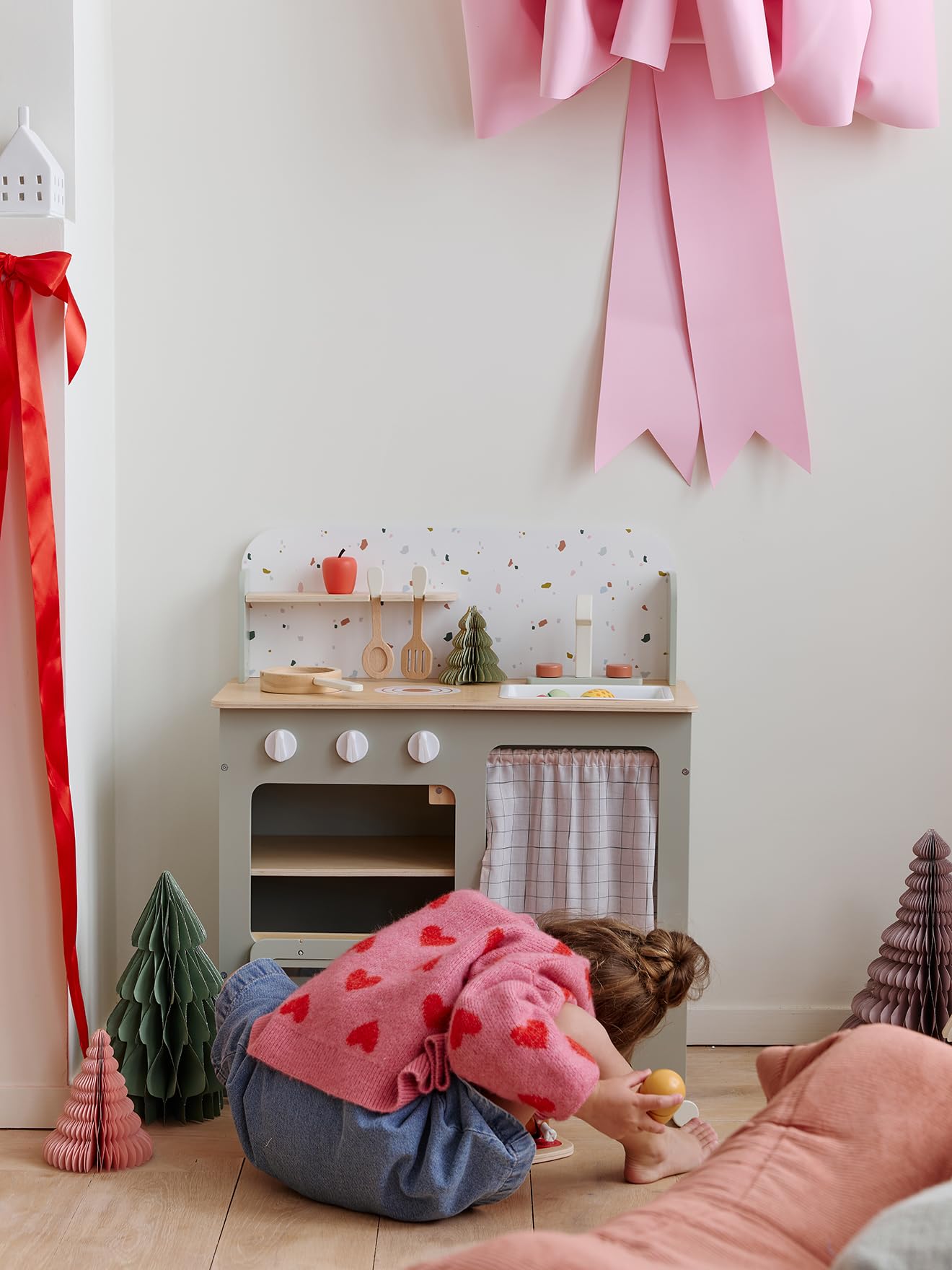 VERTBAUDET Jouet Enfant Cuisine avec Accessoires Bois FSC Vert Sauge TU