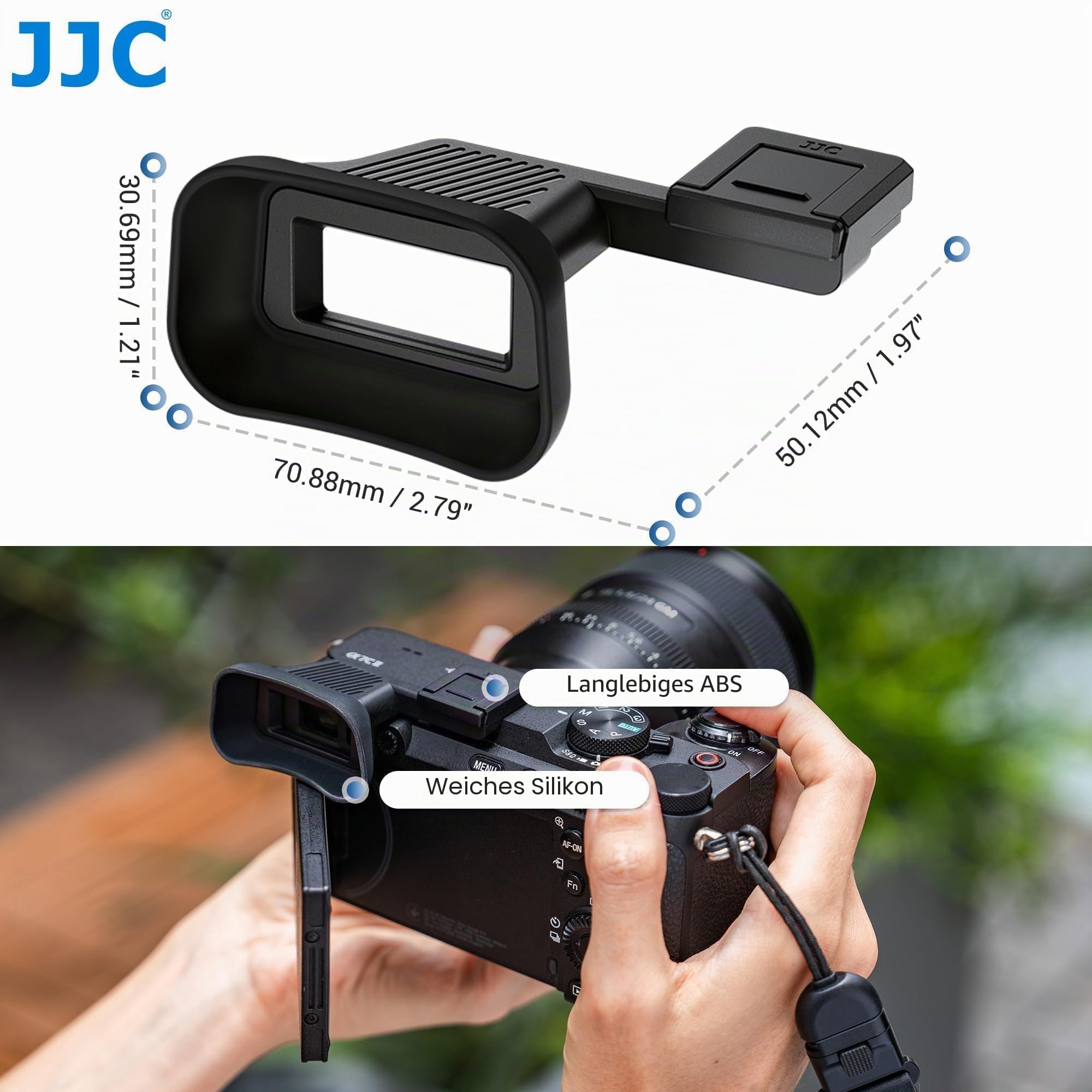 JJC Große Silikon Augenmuschel Okular mit Blitzschuhabdeckung für Sony A7CII A7CR ILCE-7CM2 ILCE-7CR (Ausgestattet und Gesichert mit Blitzschuh)