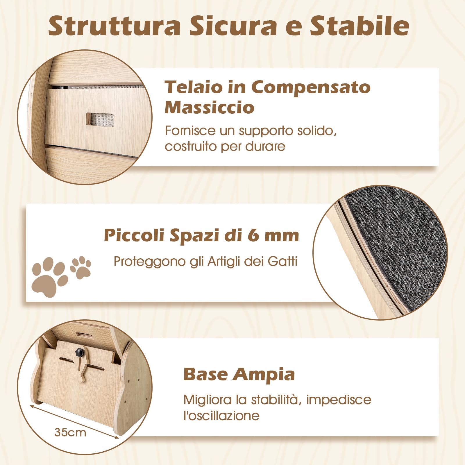 COSTWAY Ruota per Esercizio per Gatti da Interno 101 cm, Tapis Roulant per Gatti con Meccanismo di Blocco, Corsa con Moquette Rimovibile, Ruota di Allenamento in Legno a Rumore Ultra Basso