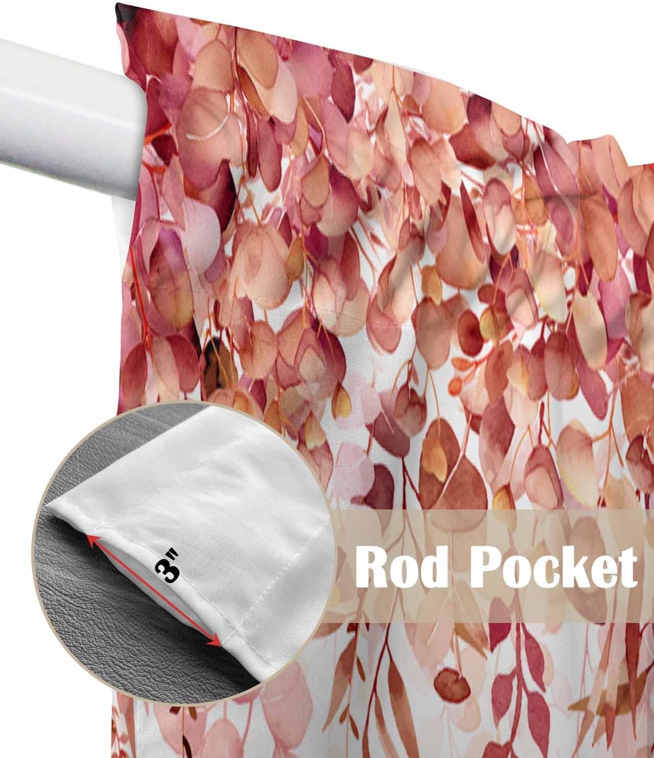 Swag Curtain Valances Red Eucalyptus Short Swag Topper for Small Windows Watercolor Leaves Window Curtain Tiers for Kitchen Bedroom Living Room 72" W x 36" L