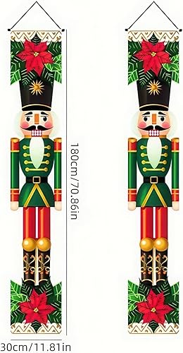 Miniatura 2 de Cartel de cascanueces de Navidad para porche, decoración de soldado, modelo de cascanueces, pancartas colgantes para puerta delantera, entrada,