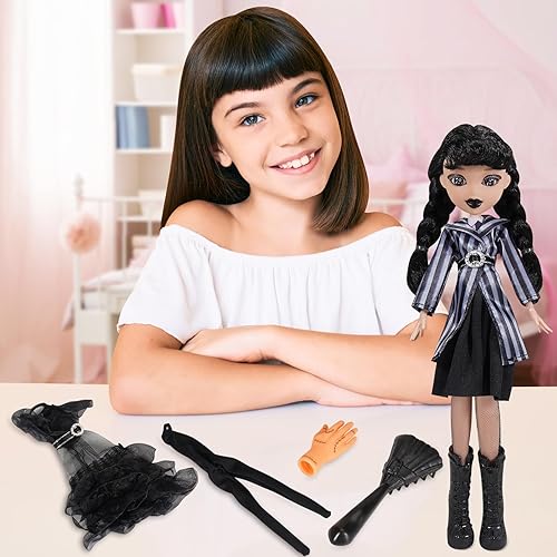 Miniatura 10 de TTSUIMILESS Muñecas Adms de 11.5 pulgadas con caja de regalo, juguetes de manga larga con puntos de pelo negro y zapato negro, cumpleaños para niñas