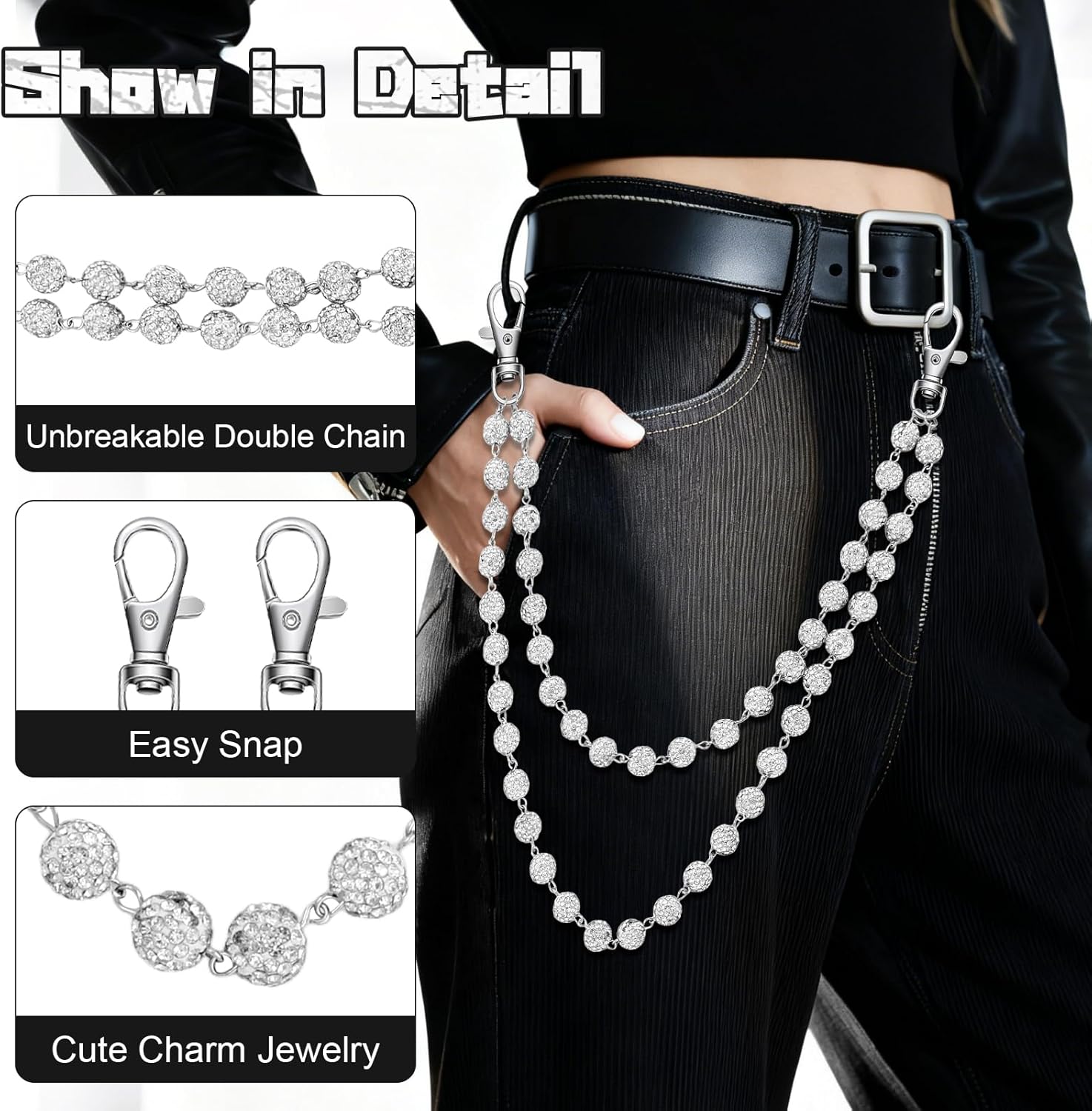 Zkptops Wallet Chain Pants Chain for Men Women Hip Hop Punk Jeans Chain Jewelry Purse Clothing Accessoriess - Image 2