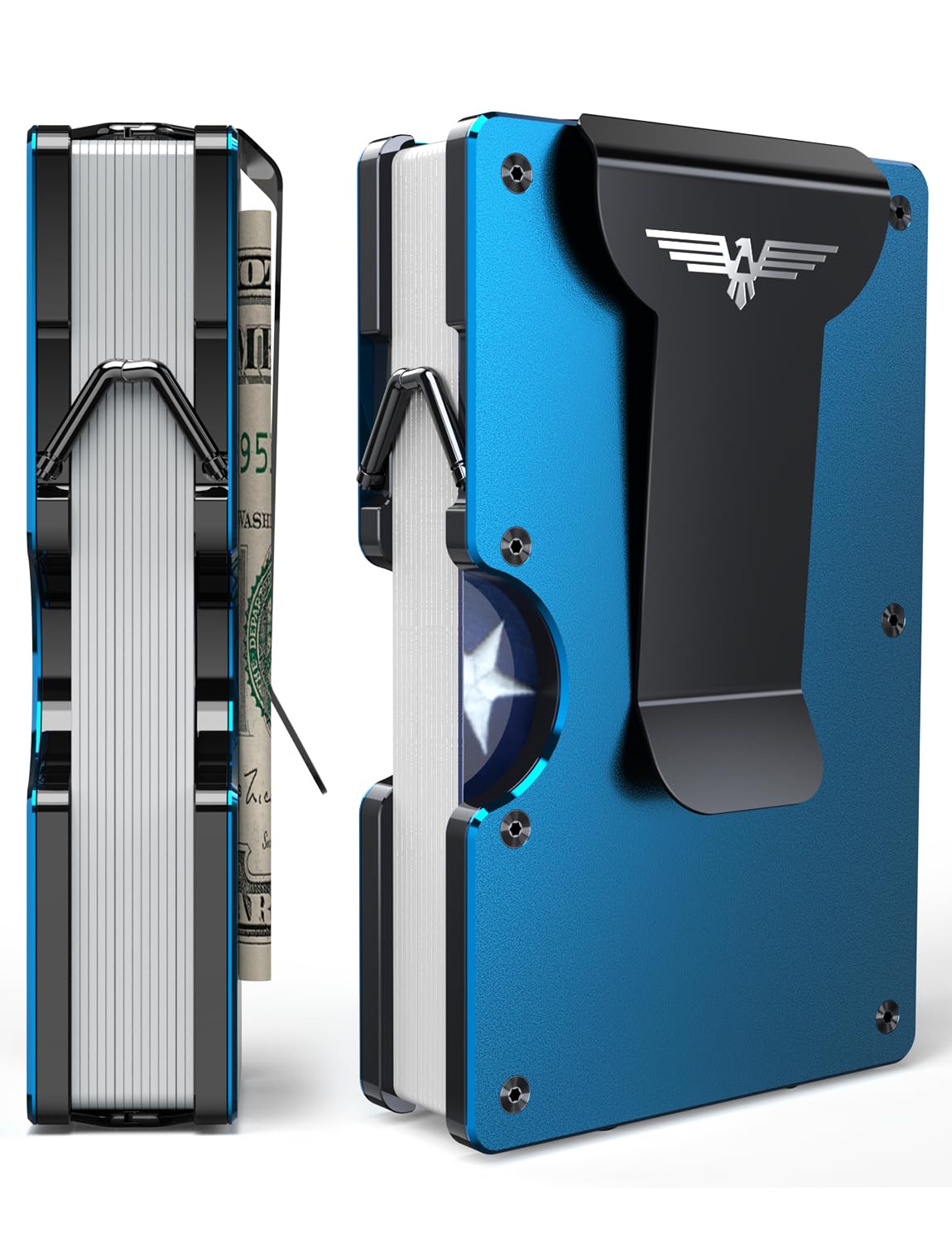 Lenvoten Credit Card Holder & Money Clip Wallets for Men-Slim RFID Blocking Men's Wallet Business Card Holder Mens Gifts Ideas (S6N-Navy Blue)